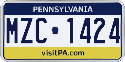 PA license plate MZC1424