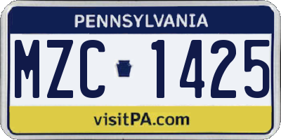 PA license plate MZC1425