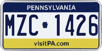 PA license plate MZC1426