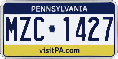 PA license plate MZC1427