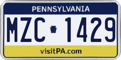 PA license plate MZC1429