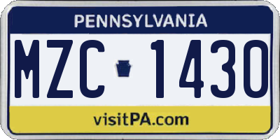 PA license plate MZC1430
