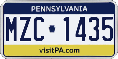 PA license plate MZC1435