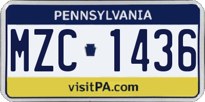 PA license plate MZC1436