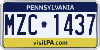 PA license plate MZC1437