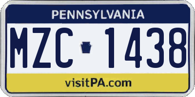 PA license plate MZC1438