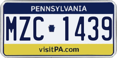 PA license plate MZC1439