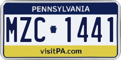 PA license plate MZC1441
