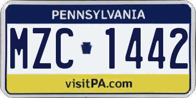 PA license plate MZC1442