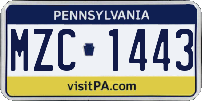 PA license plate MZC1443