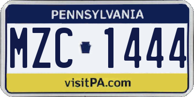 PA license plate MZC1444