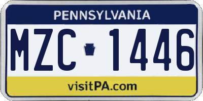 PA license plate MZC1446