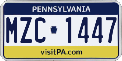 PA license plate MZC1447