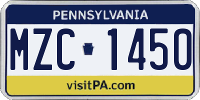 PA license plate MZC1450
