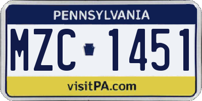 PA license plate MZC1451