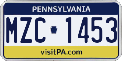 PA license plate MZC1453
