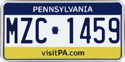PA license plate MZC1459