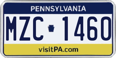 PA license plate MZC1460