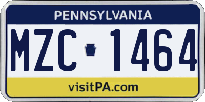 PA license plate MZC1464