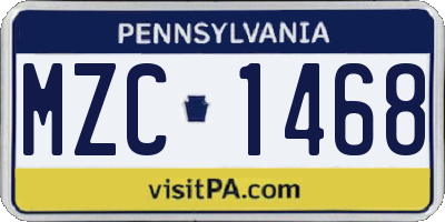PA license plate MZC1468