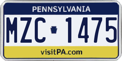 PA license plate MZC1475