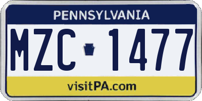 PA license plate MZC1477
