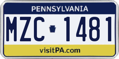 PA license plate MZC1481