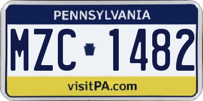 PA license plate MZC1482