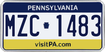 PA license plate MZC1483