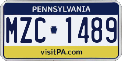 PA license plate MZC1489