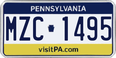 PA license plate MZC1495