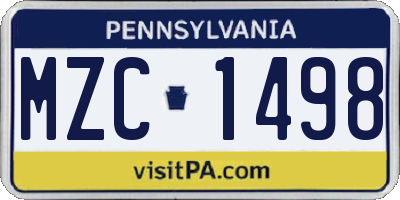 PA license plate MZC1498