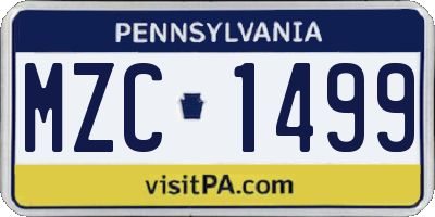 PA license plate MZC1499