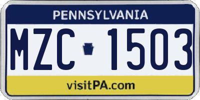 PA license plate MZC1503