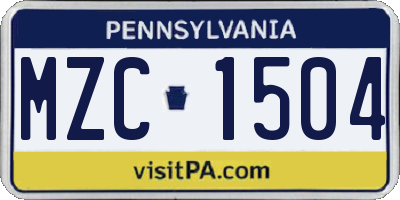 PA license plate MZC1504