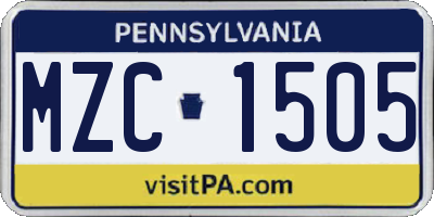 PA license plate MZC1505