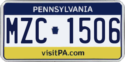 PA license plate MZC1506