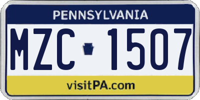 PA license plate MZC1507