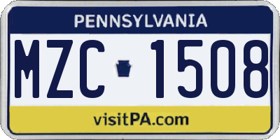 PA license plate MZC1508