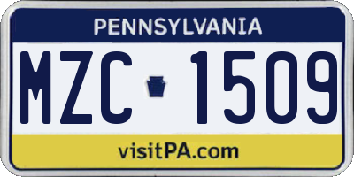 PA license plate MZC1509
