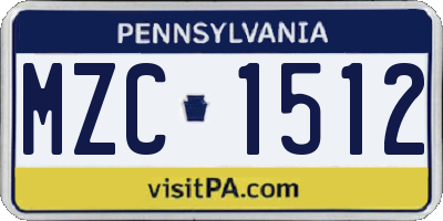 PA license plate MZC1512
