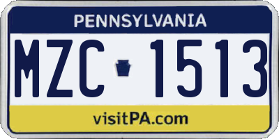 PA license plate MZC1513
