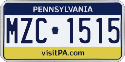 PA license plate MZC1515