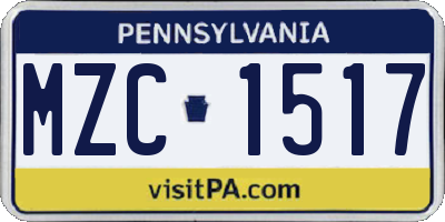 PA license plate MZC1517