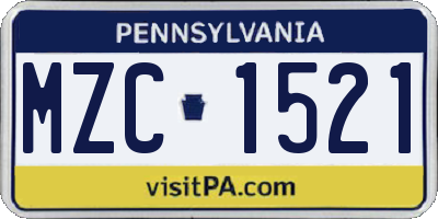 PA license plate MZC1521