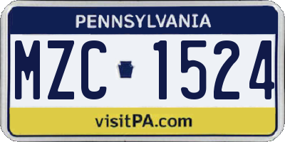PA license plate MZC1524