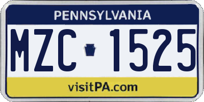 PA license plate MZC1525