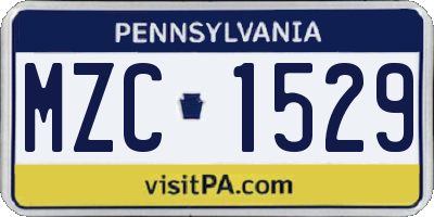PA license plate MZC1529