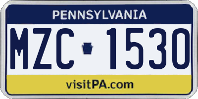 PA license plate MZC1530
