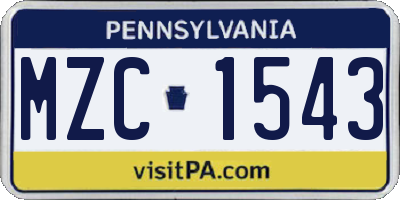 PA license plate MZC1543
